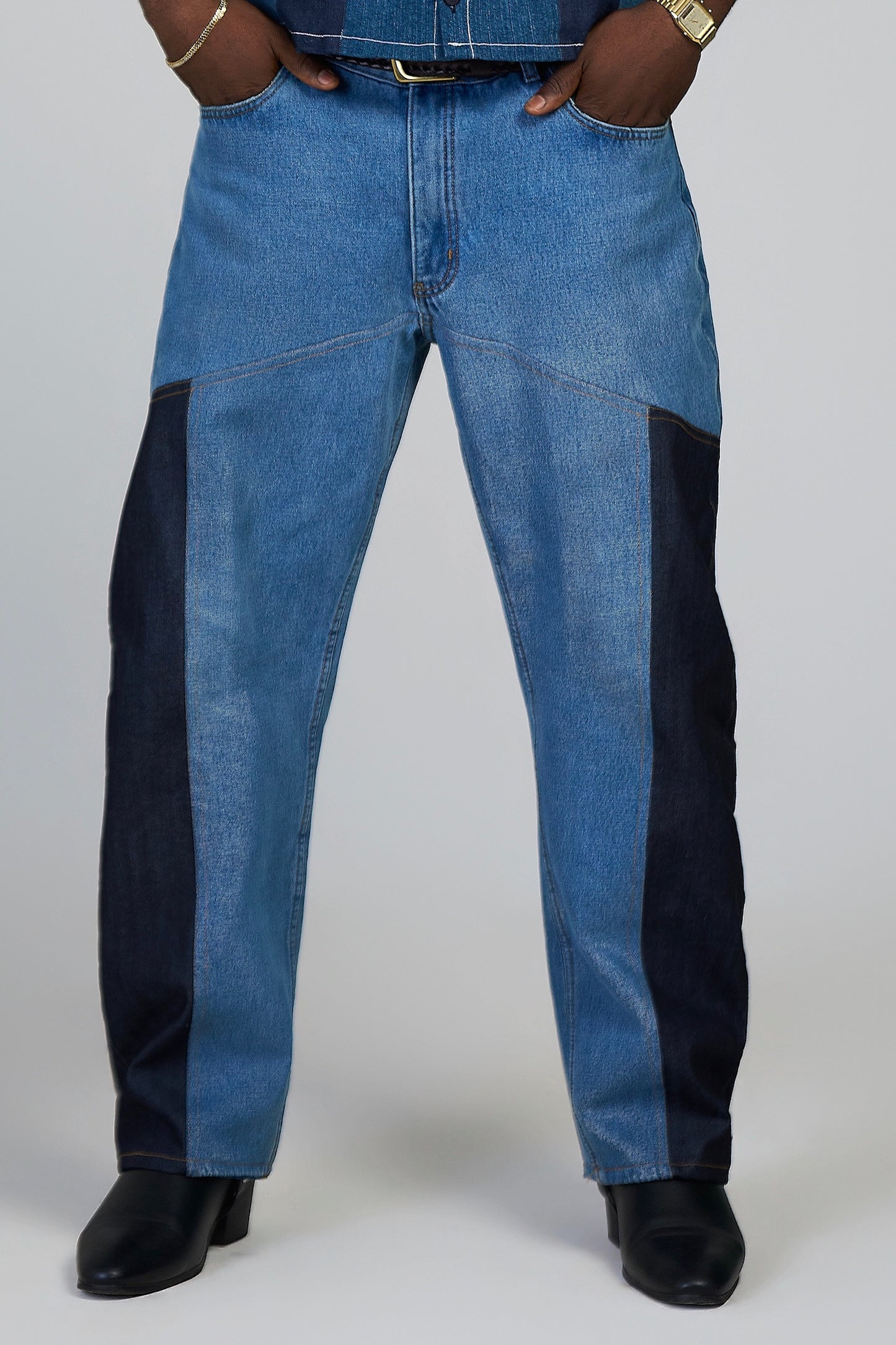 Contrast Barrel Jeans