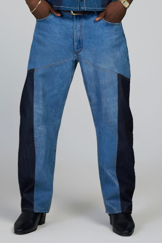 Contrast Barrel Jeans