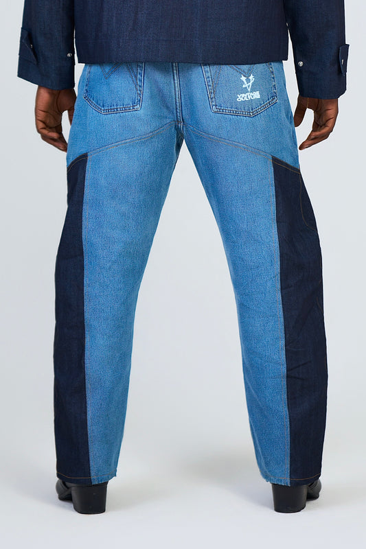Contrast Barrel Jeans