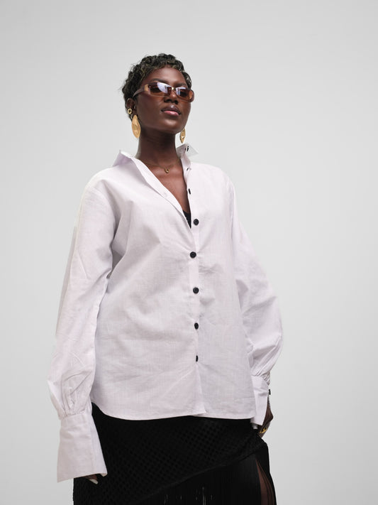 The Convertible Denim Drape Shirt