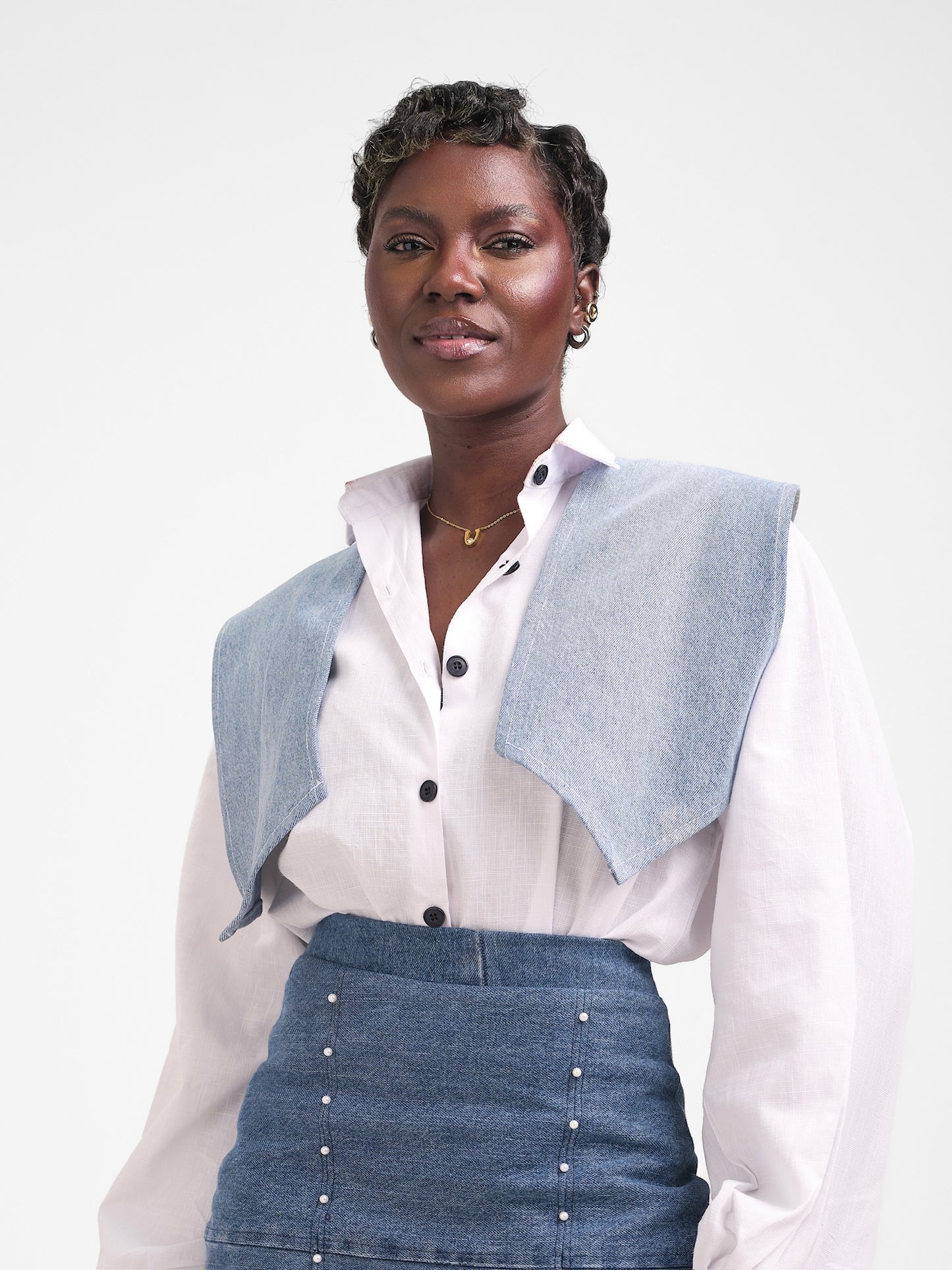 The Convertible Denim Drape Shirt